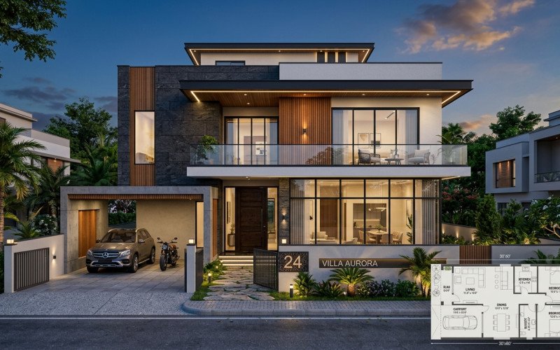 30x60 Luxury House Plan | 3BHK Modern Design